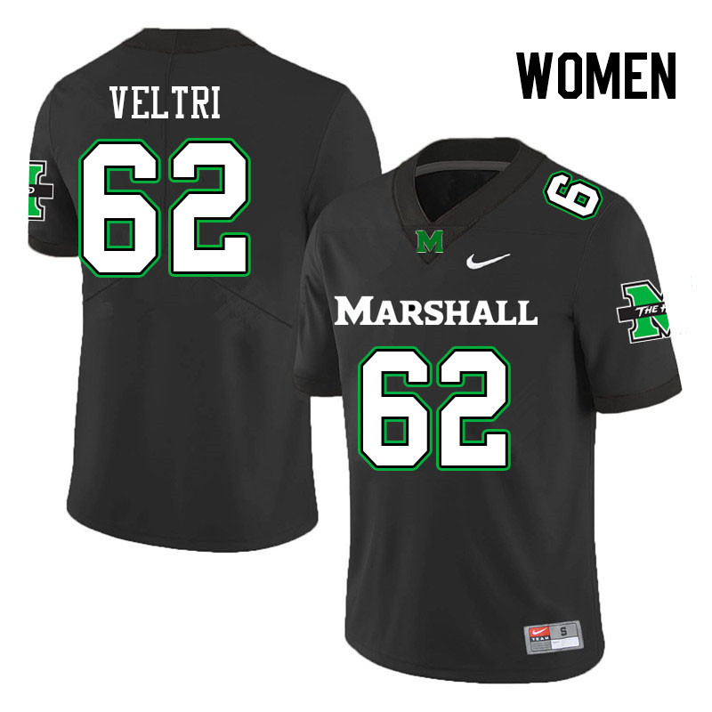 Women #62 Charlie Veltri Marshall Thundering Herd College Football Jerseys Stitched-Black
